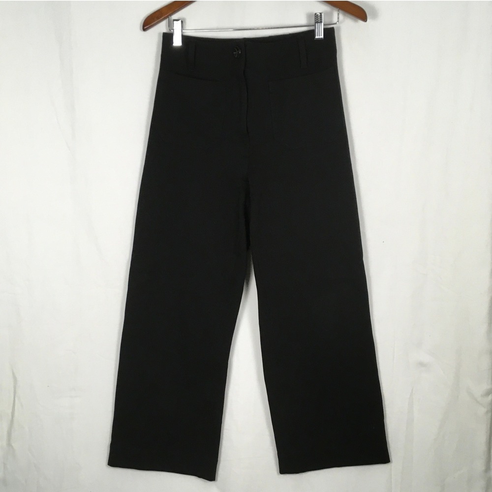 Quince Women's Pants Black Wide Leg High Waist Size 2 Business‎ Casual